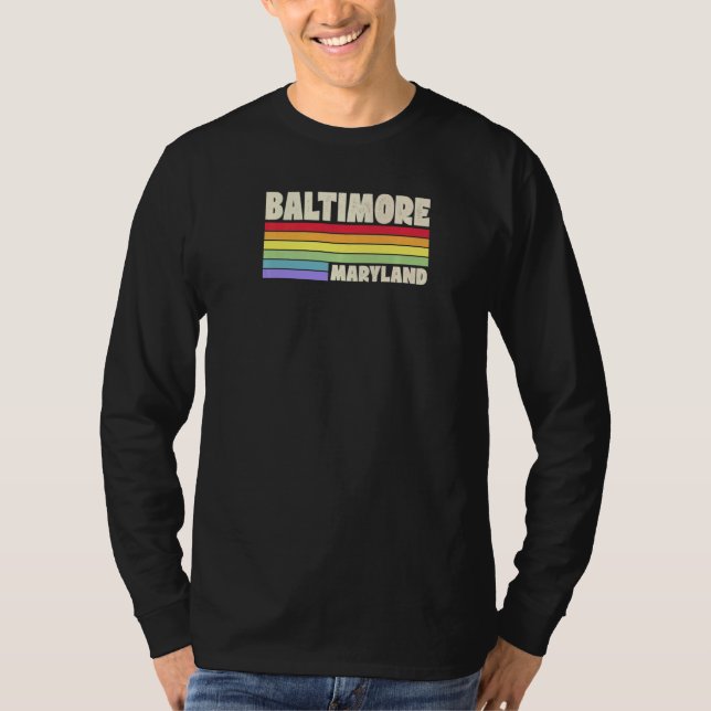 Baltimore Maryland Pride Rainbow Flag Gay Pride Me T Shirt (Framsida)