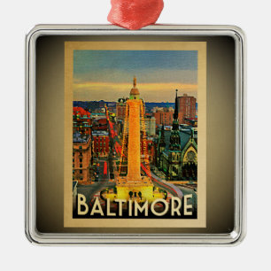 Baltimore Maryland prydnadvintage resor Julgransprydnad Metall