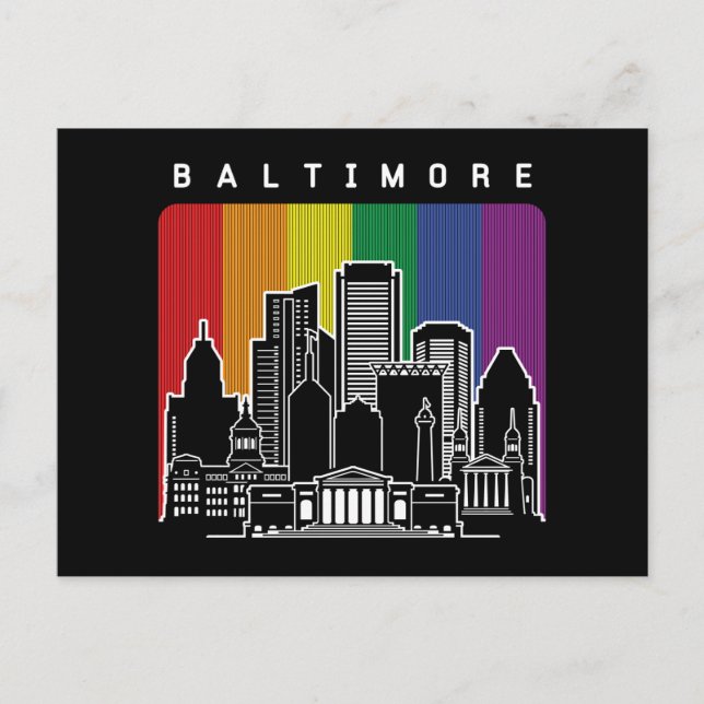 Baltimore Maryland Rainbow Flagga LGBT Pride Vykort (Framsida)