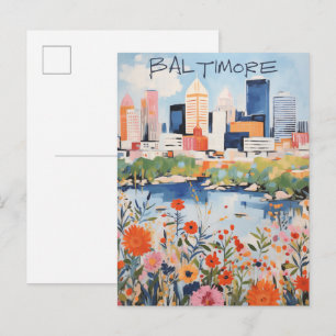 Baltimore Maryland Resor Stad Estetik Vykort