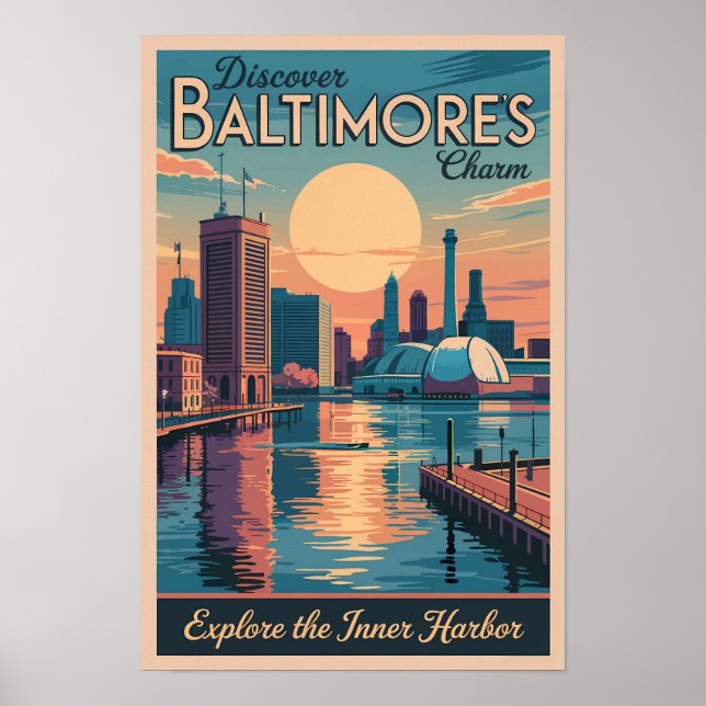 Baltimore Maryland Siluett Resa Konst Vintage Poster (Framsidan)