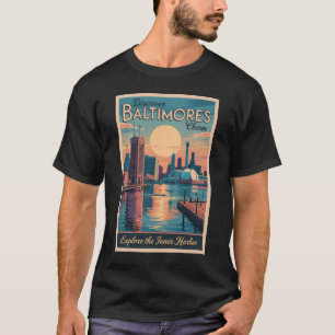 Baltimore Maryland Siluett Resa Konst Vintage T Shirt