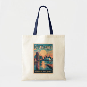 Baltimore Maryland Siluett Resa Konst Vintage Tygkasse