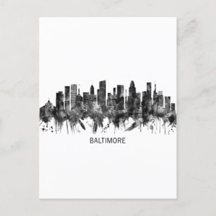 Baltimore Maryland Skyline BW Helg Vykort