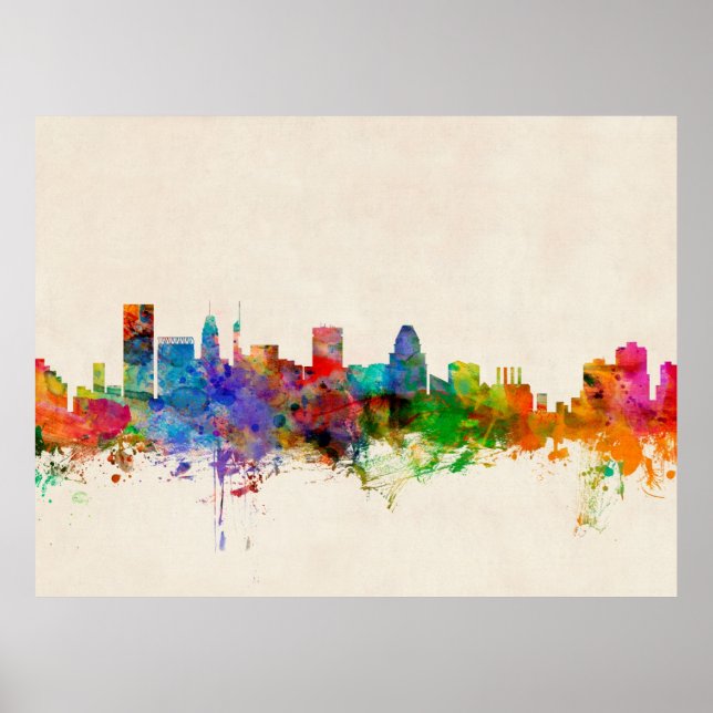 Baltimore Maryland Skyline Cityscape Poster (Framsidan)