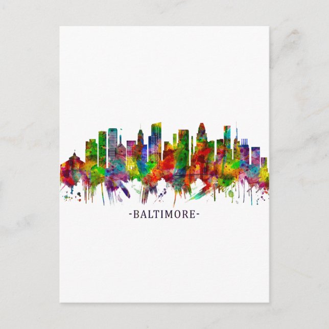 Baltimore Maryland Skyline Inbjudan Vykort (Framsida)