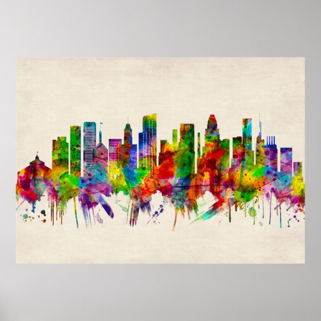Baltimore Maryland Skyline Poster (Framsidan)
