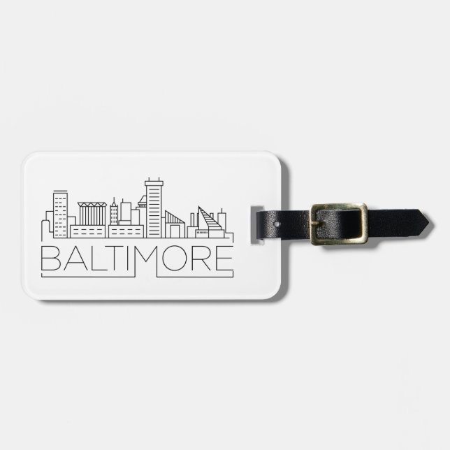 Baltimore, Maryland Stylized Skyline Luggage Tag Bagagebricka (Horisontell Framsida)