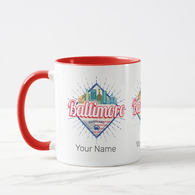 Baltimore Maryland United Stater Skyline Vintage Mugg (Vänster)