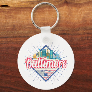 Baltimore Maryland United Stater Skyline Vintage Nyckelring