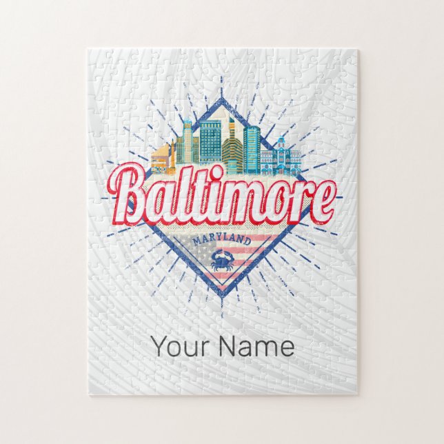 Baltimore Maryland United Stater Skyline Vintage Pussel (Vertikal)