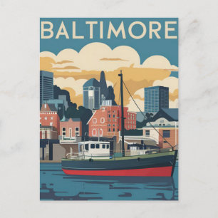 Baltimore, Maryland, USA Illustration Vykort