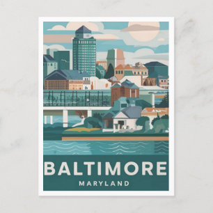 Baltimore, Maryland, USA Illustration Vykort