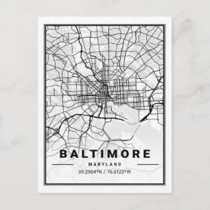 Baltimore Maryland USA Travel City Karta Vykort