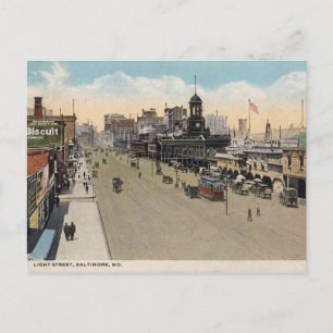 Baltimore, Maryland, View of Light St Vintage Vykort