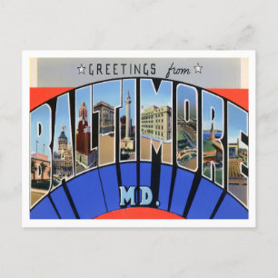 Baltimore, Maryland Vintage Big Brev vykort