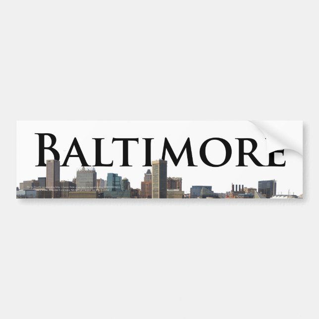 Baltimore MD-horisont med Baltimore i himmlen Bildekal (Framsidan)