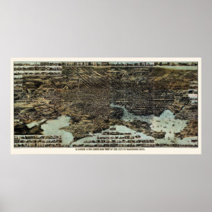 Baltimore, MD Panoramic Karta - 1870 Poster
