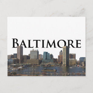 Baltimore MD Siluett med Baltimore i skyn Vykort