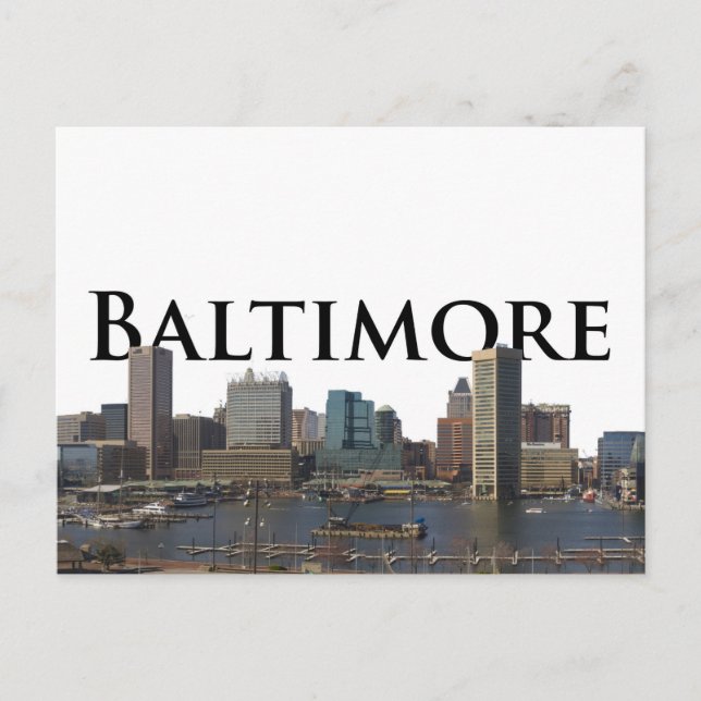 Baltimore MD Siluett med Baltimore i skyn Vykort (Framsida)