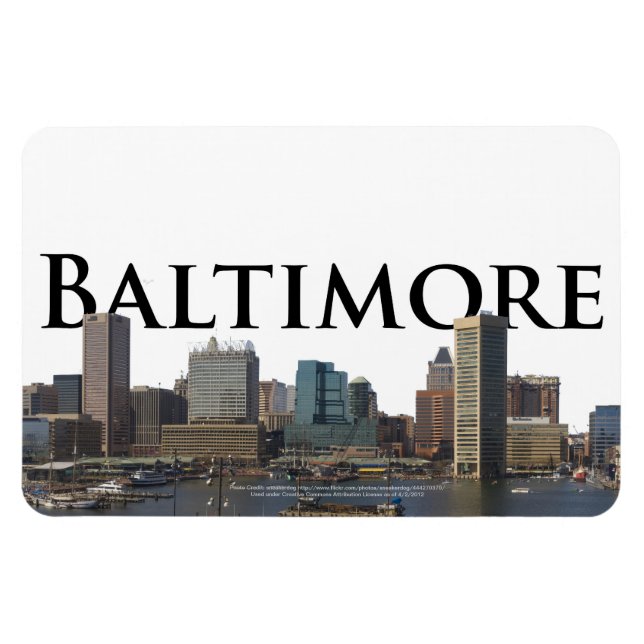Baltimore MD Skyline med Baltimore i Himlar Magnet (Horisontell)