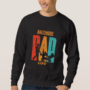 Baltimore Native Funny Statlig flagga Pappa Parent Lång Ärmad Tröja