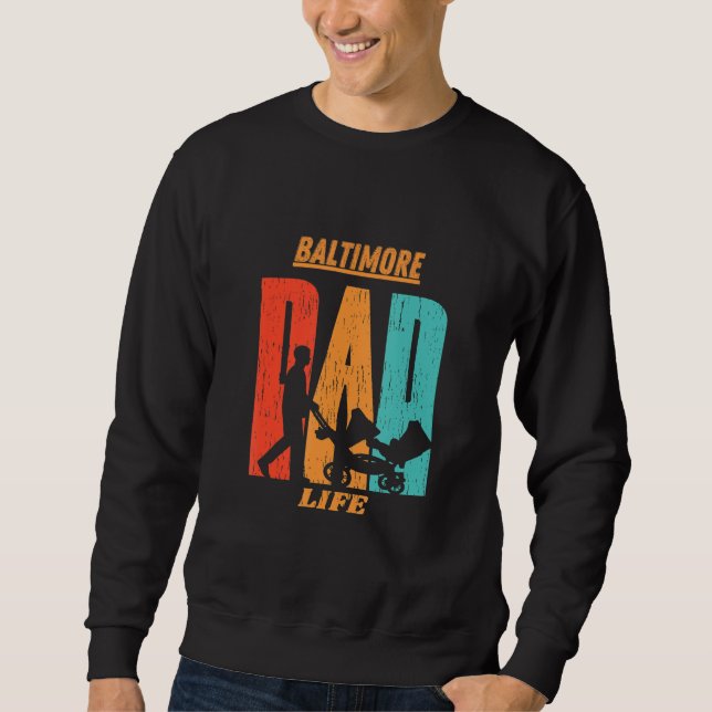Baltimore Native Funny Statlig flagga Pappa Parent Lång Ärmad Tröja (Framsida)