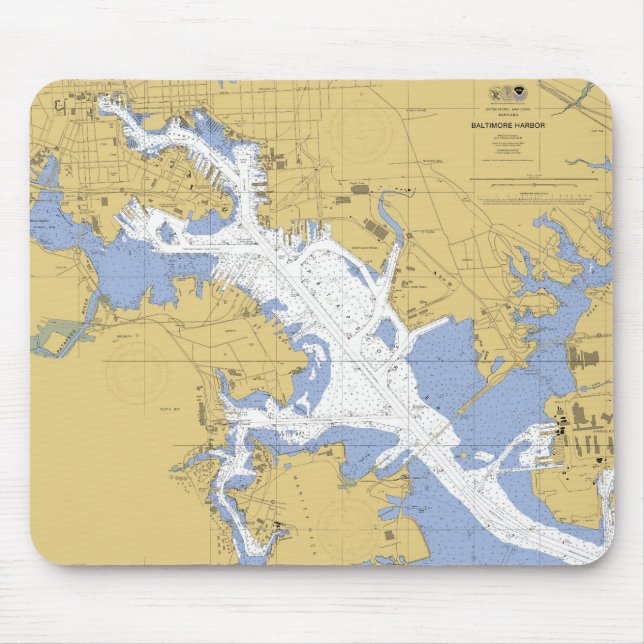 Baltimore nautisk hamn för MD kartlägger Mousepad Musmatta (Framsidan)