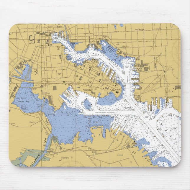 Baltimore nautisk hamn för MD kartlägger Mousepad Musmatta (Framsidan)