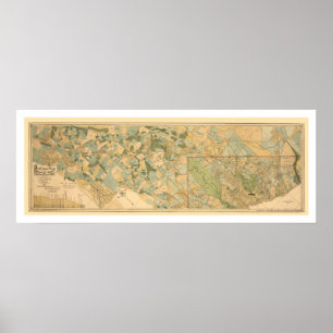 Baltimore & Ohio järnvägkarta 1890 Poster