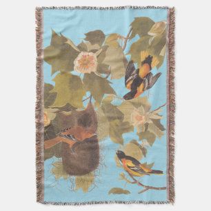 Baltimore Oriole Audubon Bird Family med bo Filt
