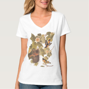 Baltimore Oriole Audubon Bird Family med bo T Shirt