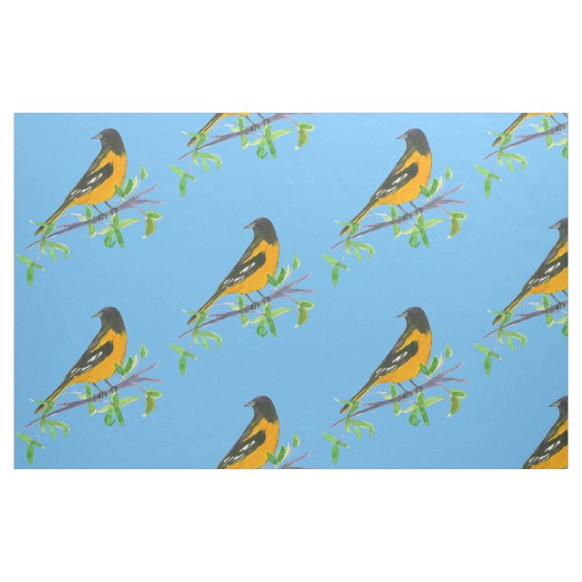 Baltimore Oriole Bird Blue Tyg (Fat Quarter)