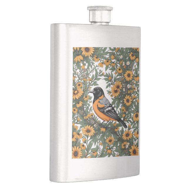 Baltimore Oriole-fågel och Black Eyed Susan-blommo Fickplunta (Höger)