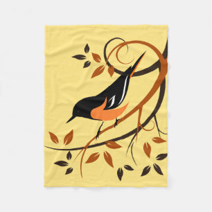 Baltimore Oriole-fågel på gren Fleecefilt