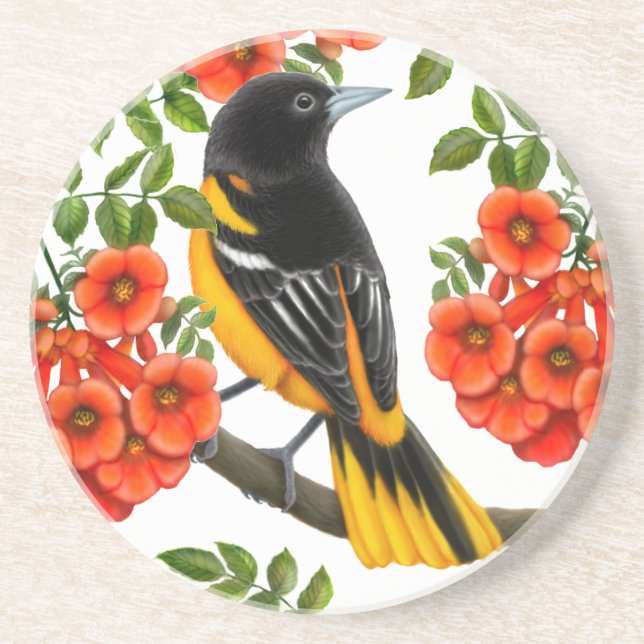 Baltimore Oriole i trumpetVineskustfartyg Underlägg (Framsidan)