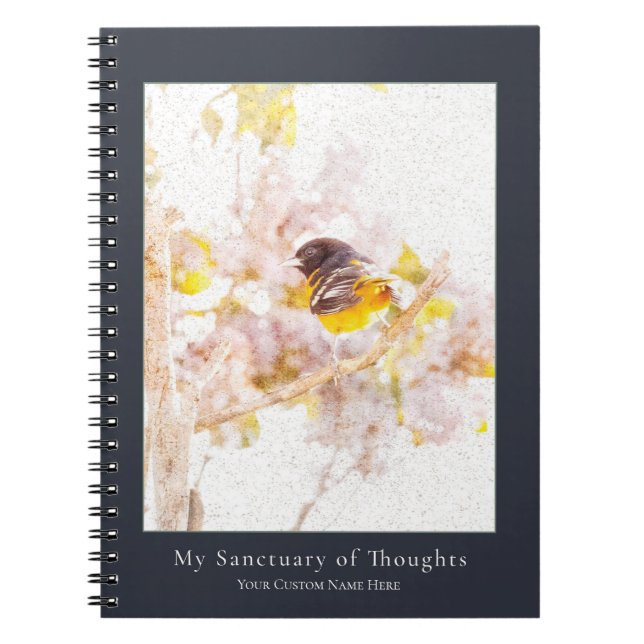 Baltimore Oriole Notebook | Nature Art Journal Anteckningsbok (Framsidan)