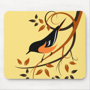Baltimore Oriole Stilisert Fågeldesign Musmatta