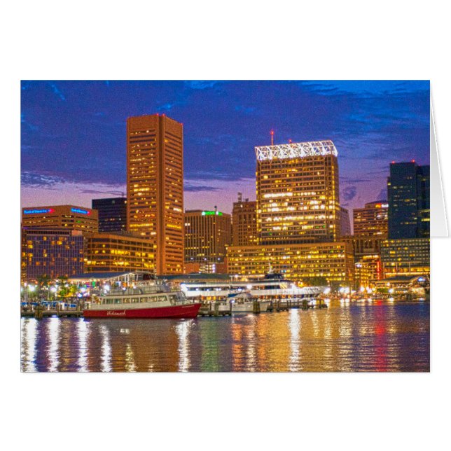 Baltimore på natten OBS kort (Framsidan Horizontal)