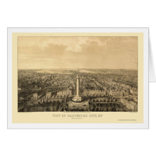 Baltimore panorama- karta för MD - 1862 Hälsningskort