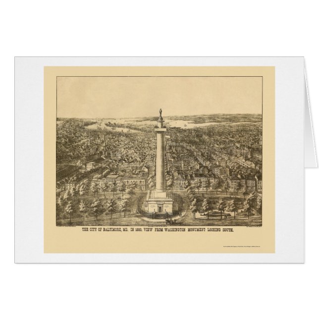 Baltimore panorama- karta för MD - 1880 Hälsningskort (Framsidan Horizontal)
