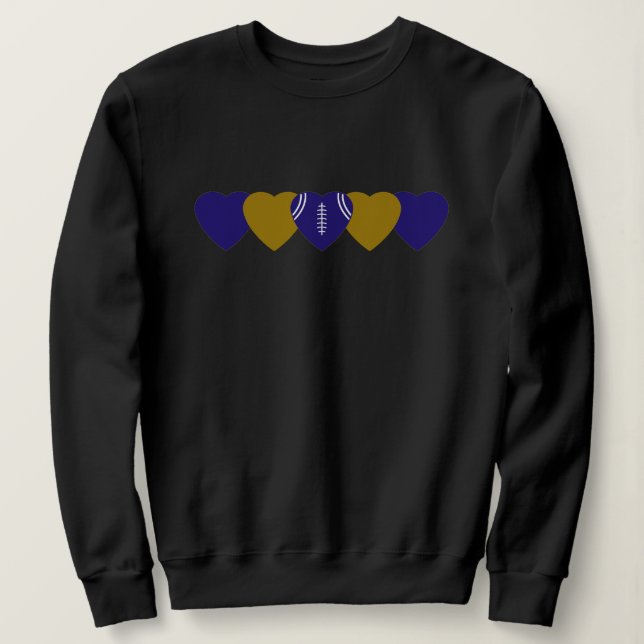 Baltimore Ravens Heart Football Mörk T Shirt (Design framsida)