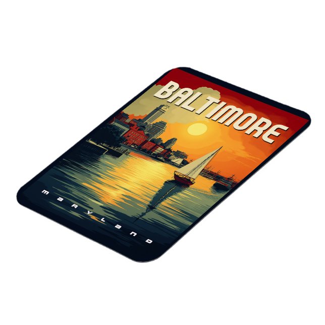 Baltimore Retro Travel Magnet (Vänstra Sidan)