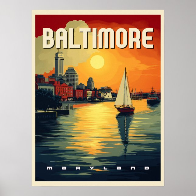 Baltimore Retro Travel Poster (Framsidan)