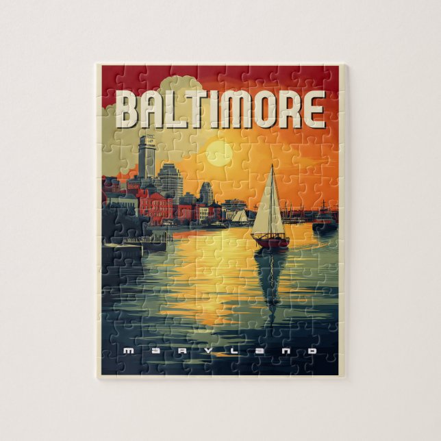 Baltimore Retro Travel Pussel (Vertikal)