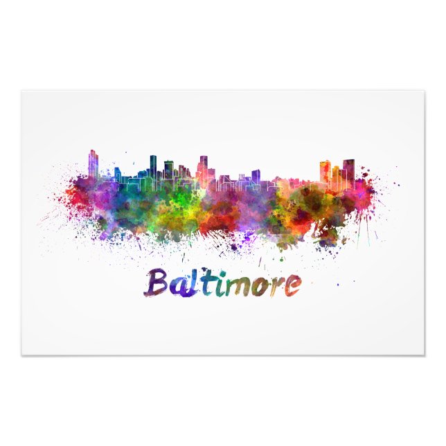 Baltimore skyline in watercolor fototryck (Framsidan)
