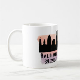 Baltimore Skyline Latitude och Longitud Kaffemugg