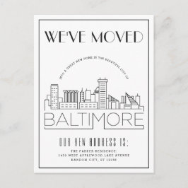 Baltimore Skyline Modern Deco Flyttadress Meddelande Vykort