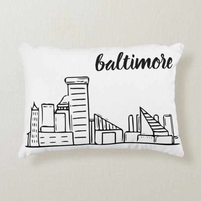 Baltimore Skyline Prydnadskudde (Framsidan)