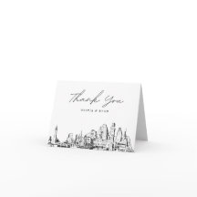 Baltimore Skyline Sketch Tom Kort Tacksamhetskort